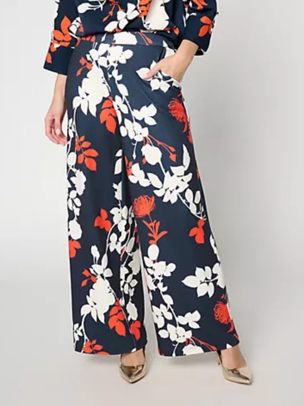 Carla Rockmore Collection Petite Pull-On Wide Leg Ponte Pants, Sz PS a720893